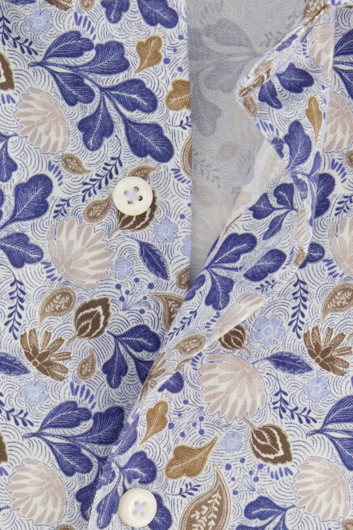 Eterna overhemd Comfort Fit blauw geprint katoen