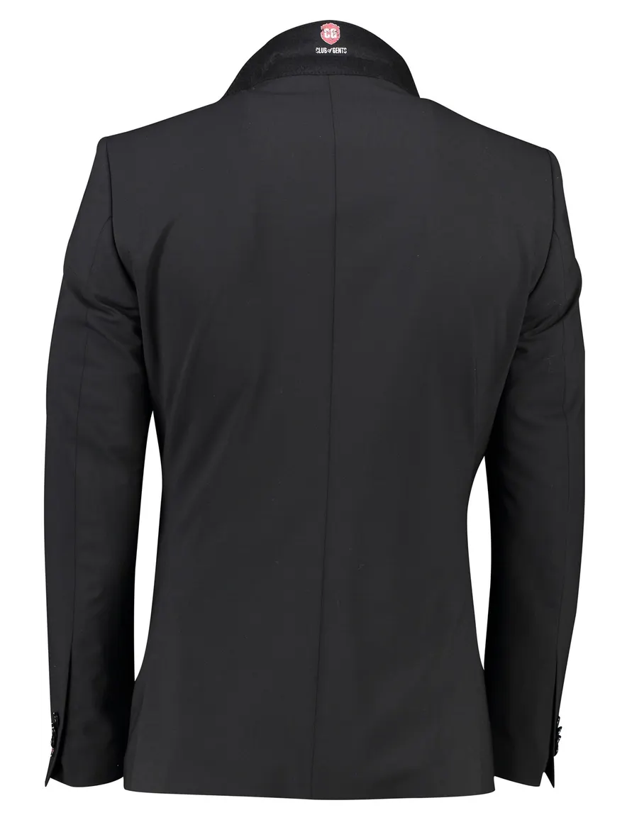 Club of gents colbert zwart flex slim fit