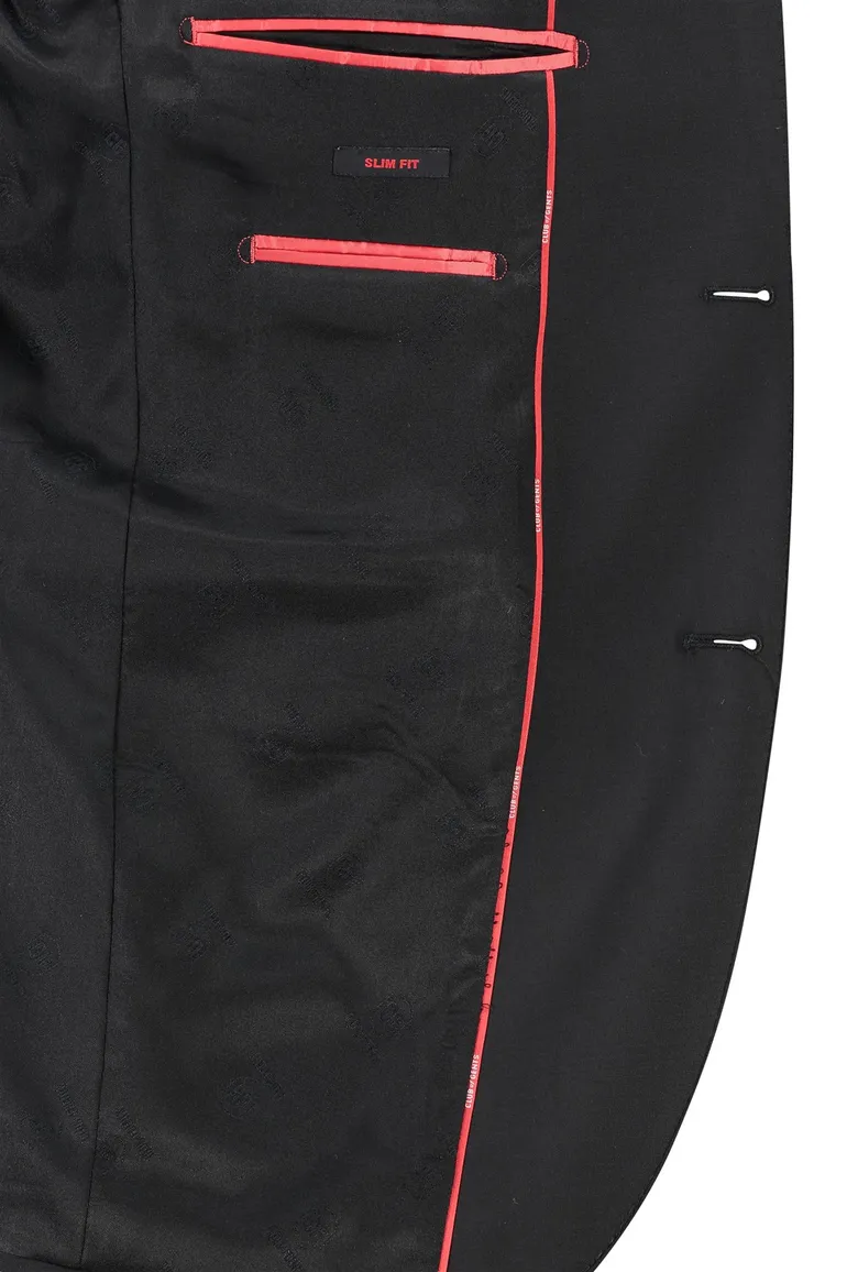 Club of gents colbert zwart flex slim fit