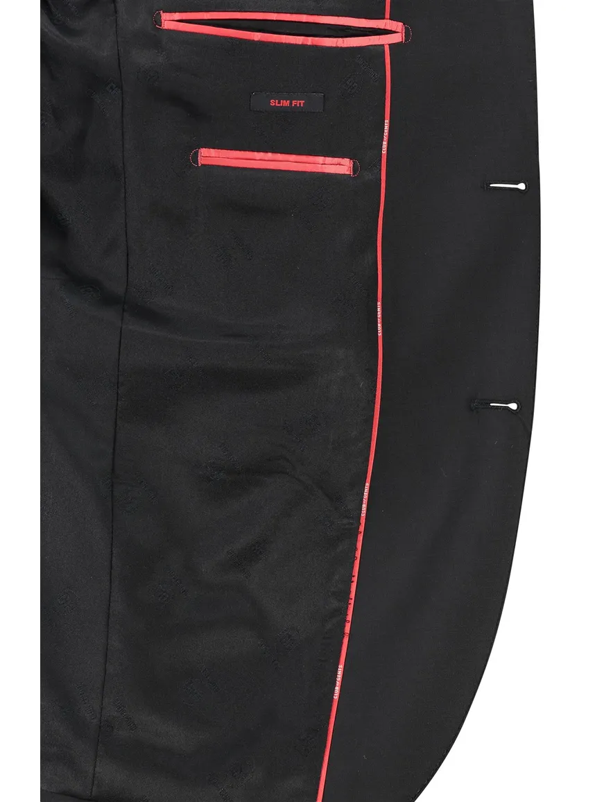 Club of gents colbert zwart flex slim fit