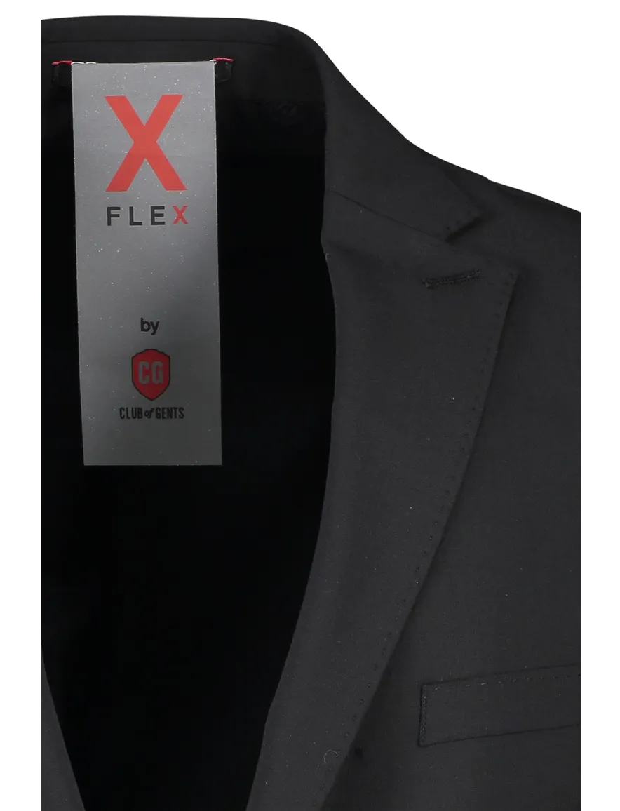 Club of gents colbert zwart flex slim fit