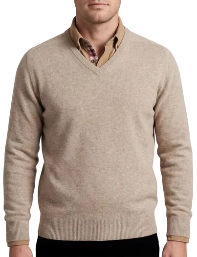 William Lockie William Lockie beige trui lamswol wijde fit
