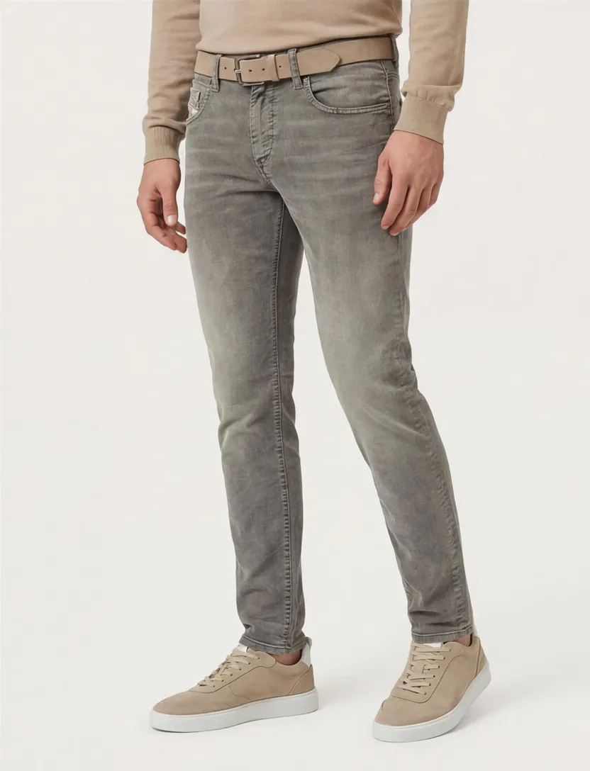 Diesel jeans D-strukt grijs effen denim normale fit