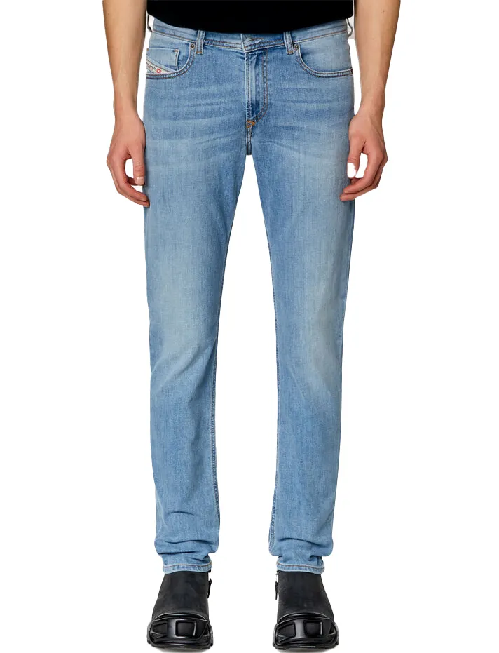 Diesel jeans Sleenker lichtblauw effen denim 5-p