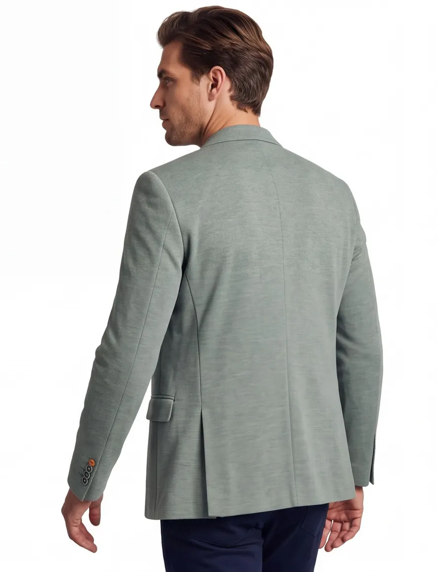 Groen gemêleerd A Fish Named Fred colbert katoen slim fit
