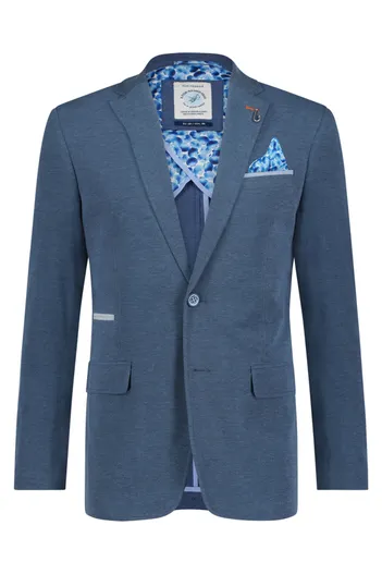 A Fish Named Fred Colbert blauw A Fish Named Fred katoen slim fit