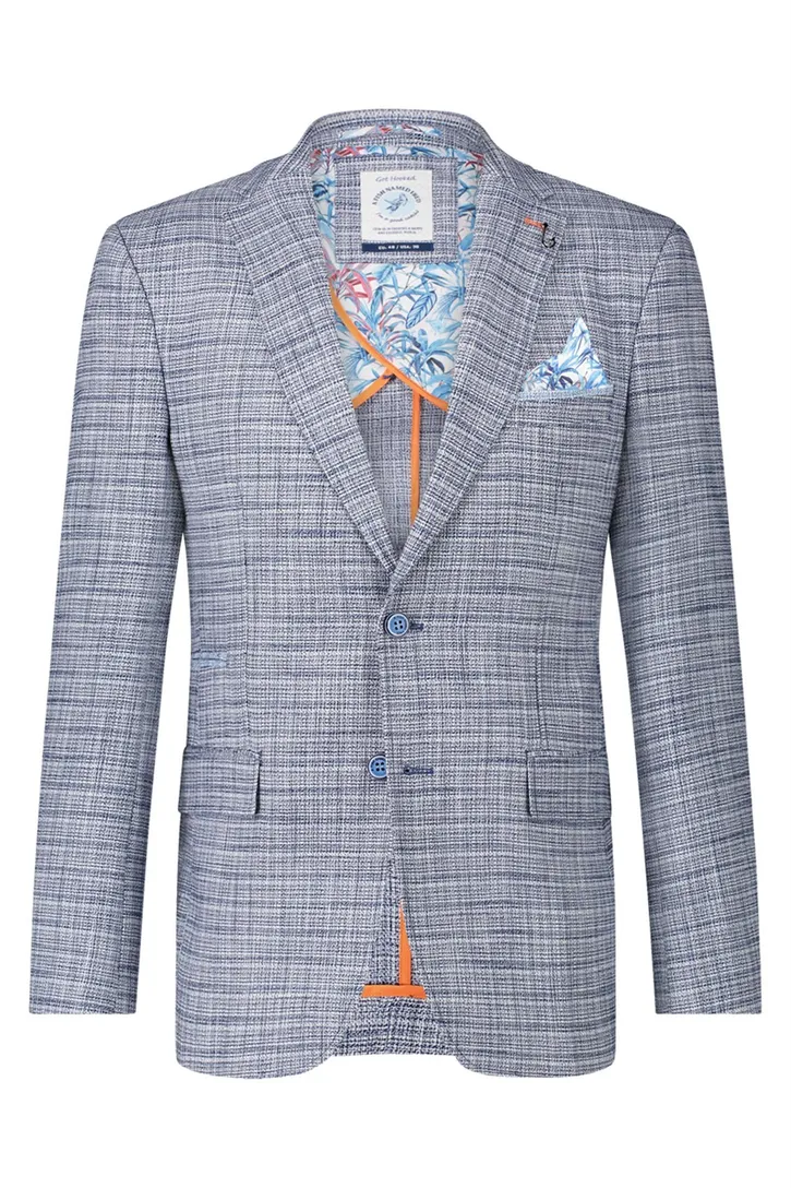 Colbert A Fish Named Fred slim fit blauw geruit