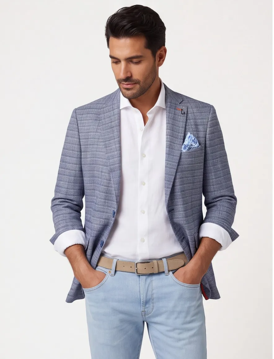 Blauw geruit A Fish Named Fred slim fit colbert