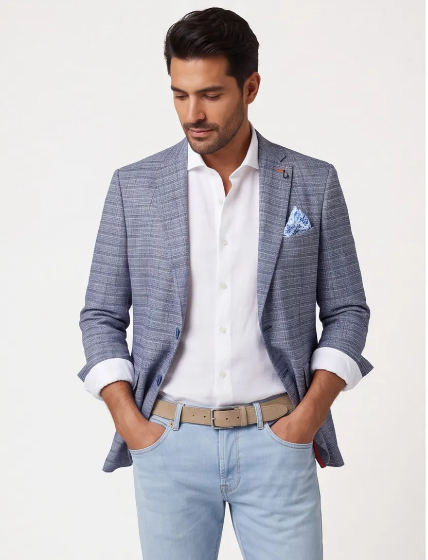 Colbert A Fish Named Fred slim fit blauw geruit