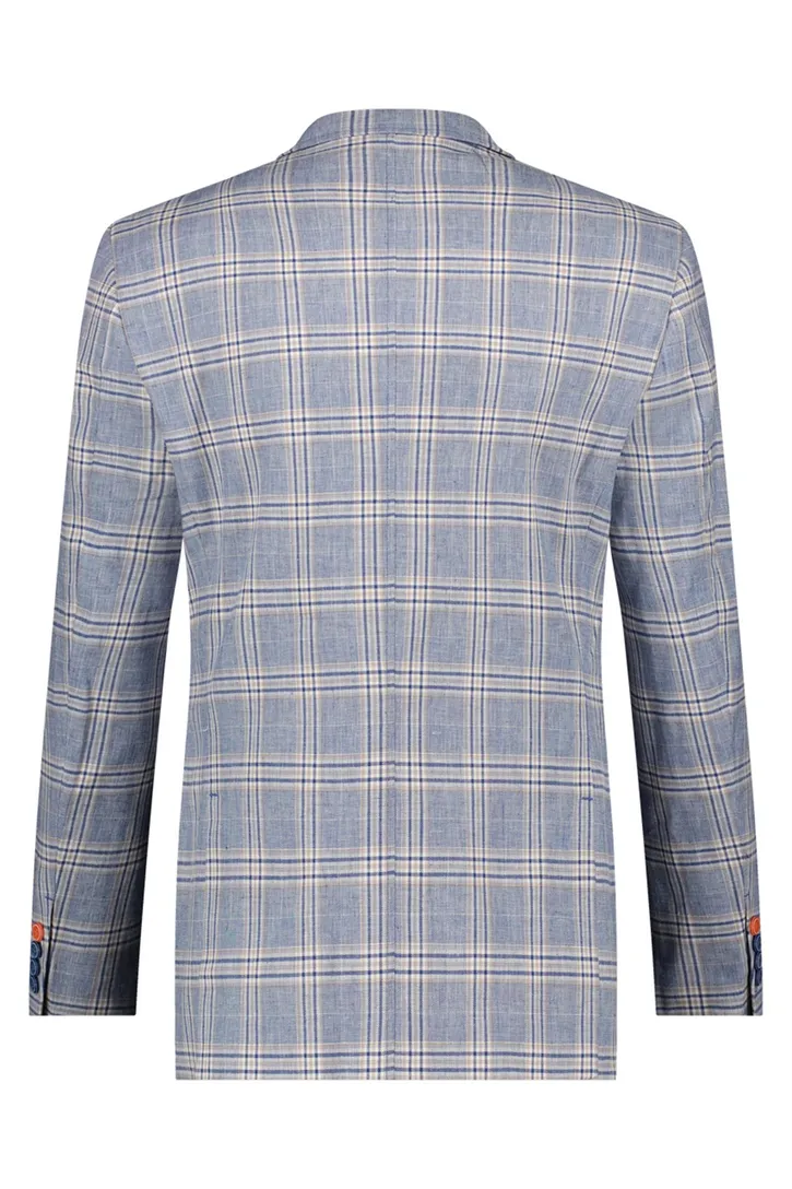 A Fish Named Fred katoenen slim fit colbert blauw geruit