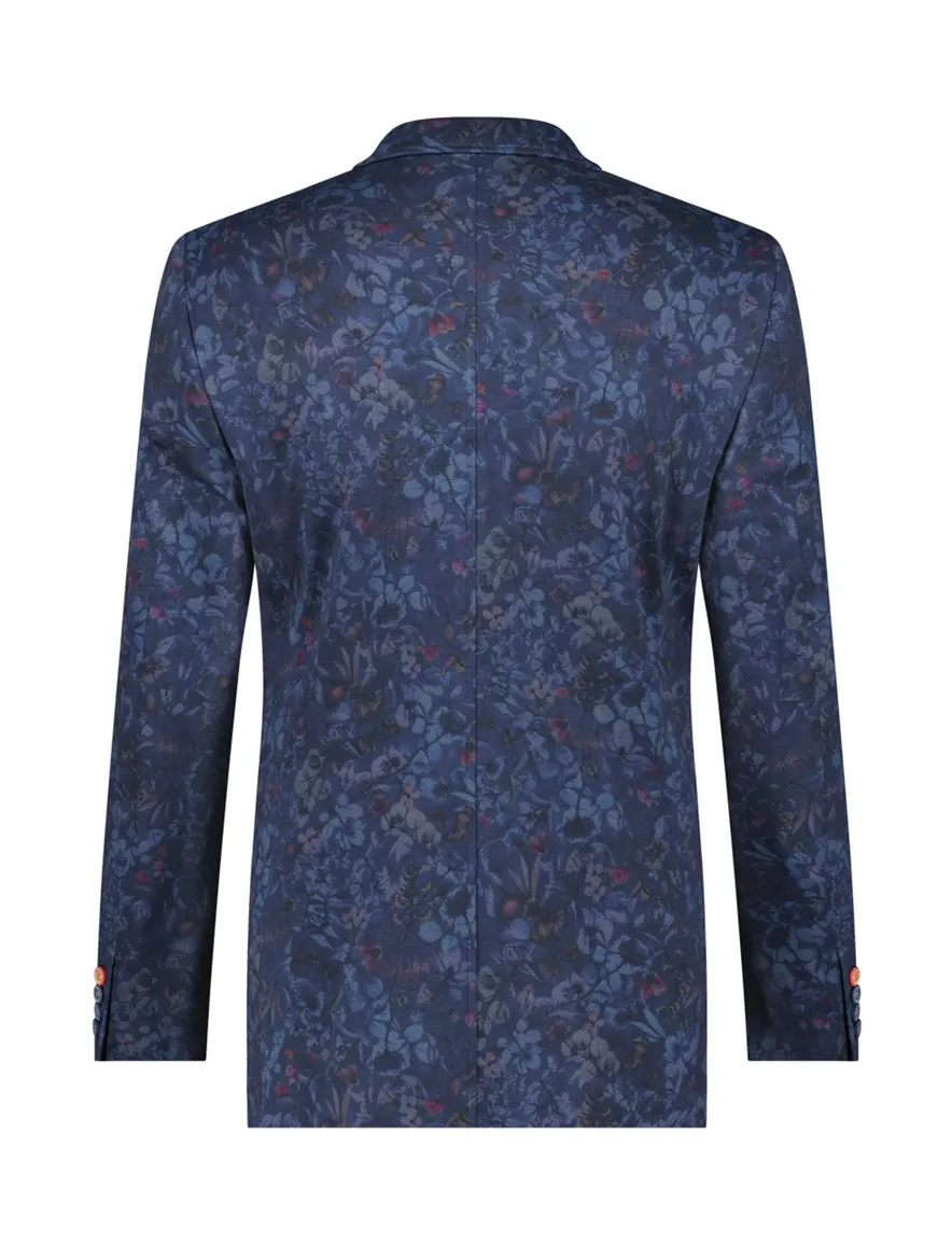 A Fish Named Fred katoenen colbert slim fit blauw geprint