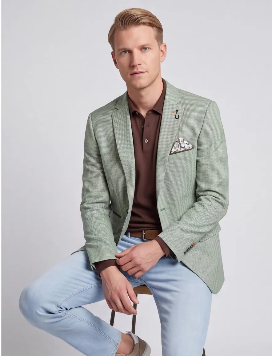 Groen geruit A Fish Named Fred slim fit colbert