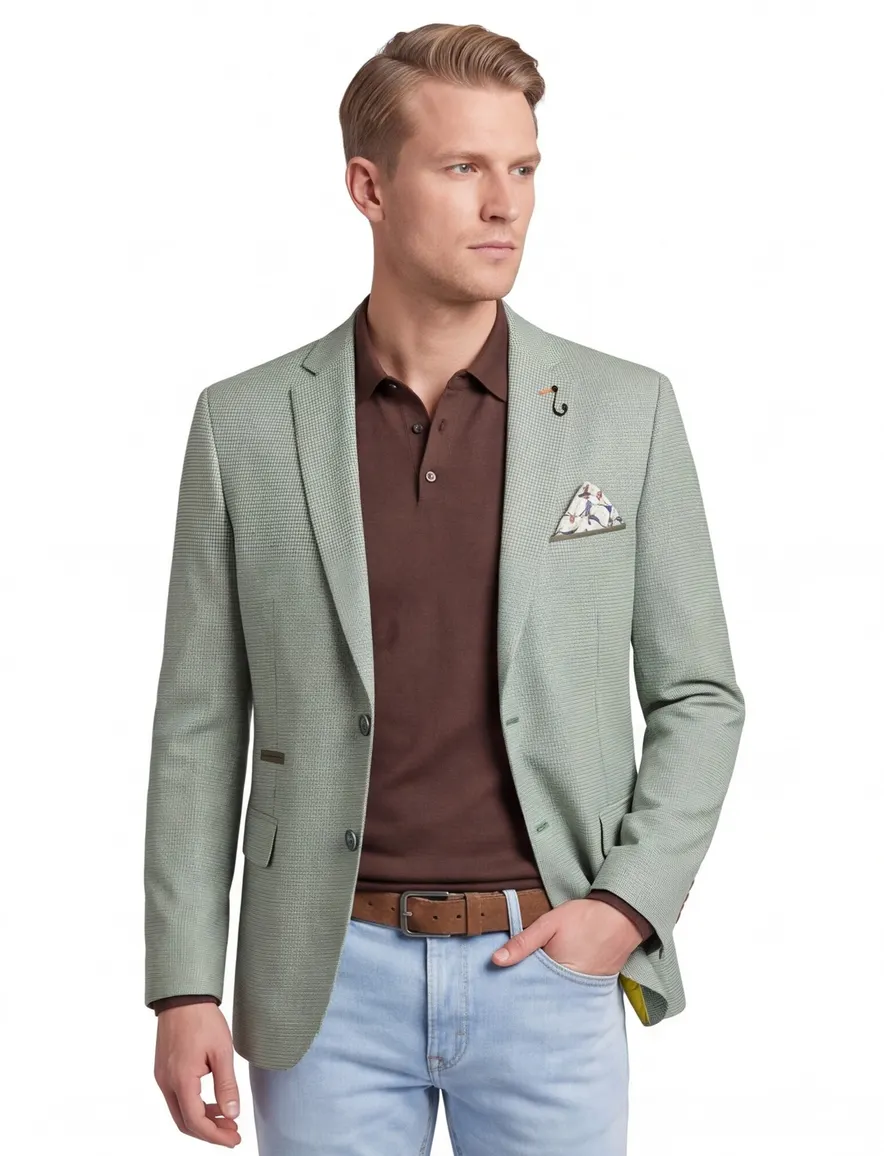Groen geruit A Fish Named Fred slim fit colbert