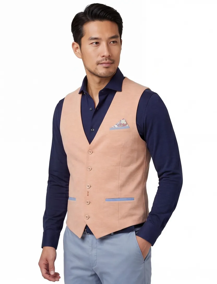Oranje gilet A Fish Named Fred effen katoen