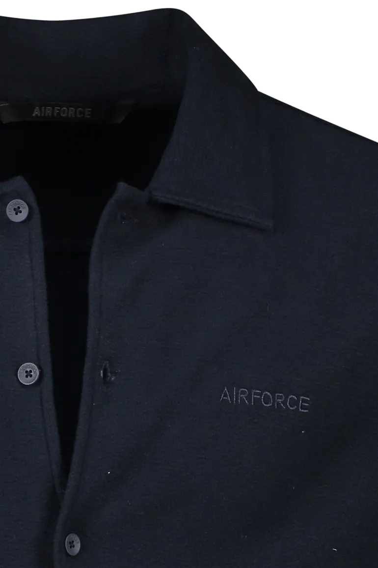 Airforce overhemd donkerblauw katoen korte mouw