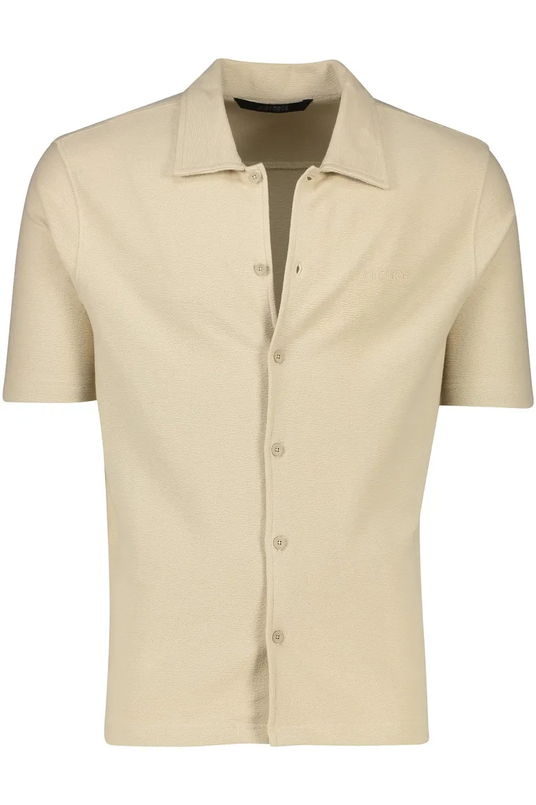 Airforce overhemden korte mouw beige effen