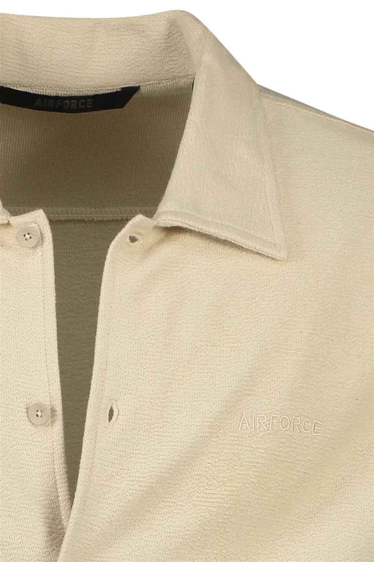 Airforce overhemden korte mouw beige effen