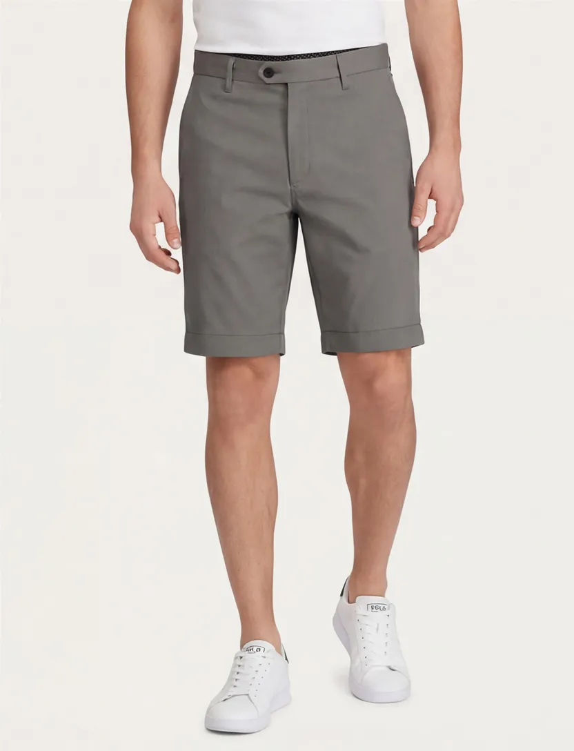 katoenen Airforce korte broek grijs slim fit