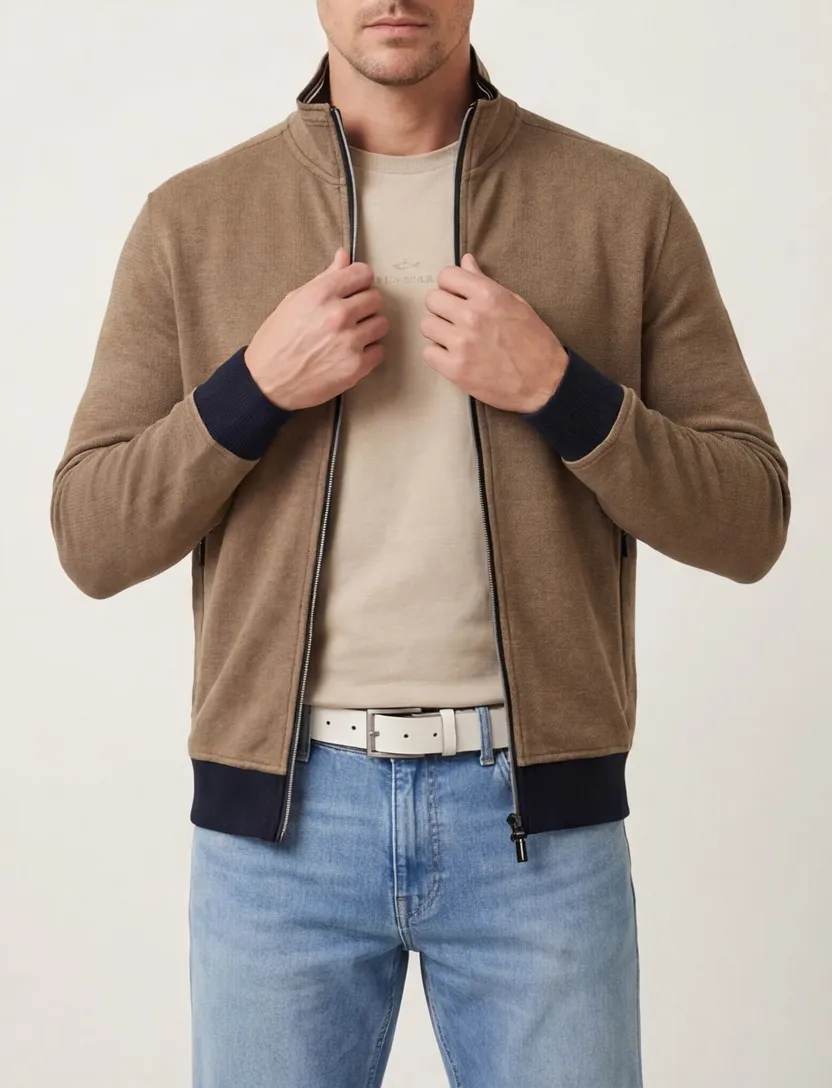katoenen Baileys vest bruin rits