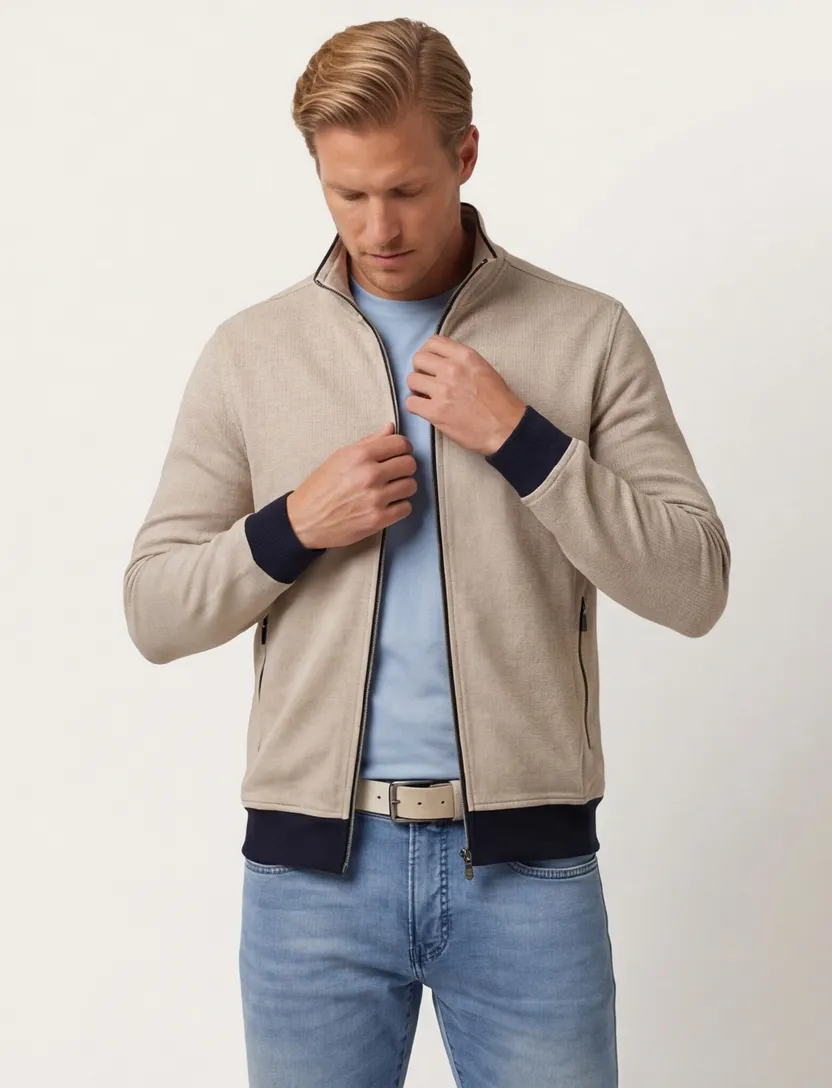 Baileys vest effen beige rits katoen
