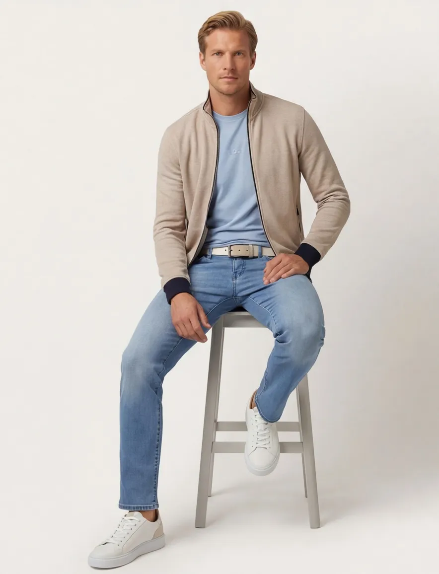 Baileys vest beige rits katoen