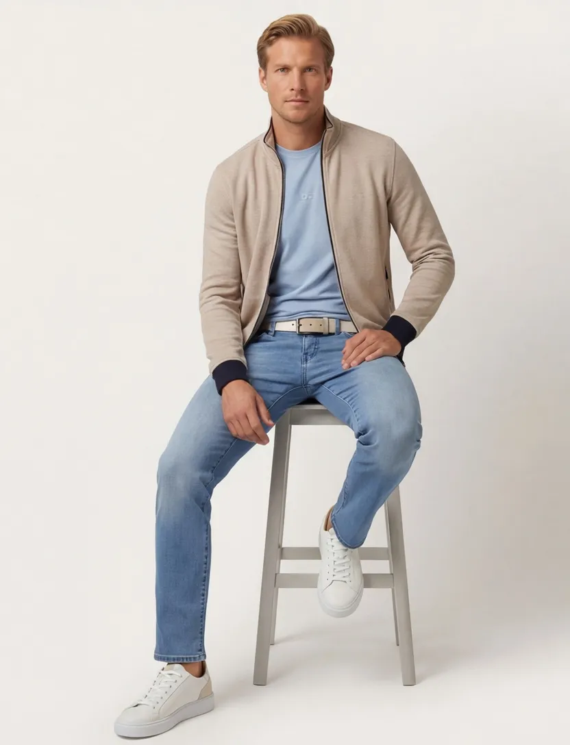 Baileys vest effen beige rits katoen