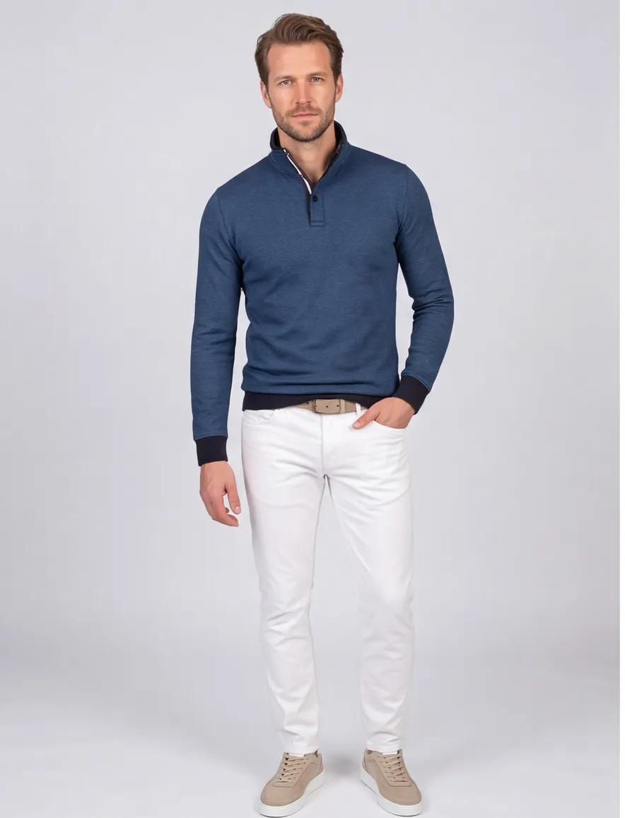 Baileys trui donkerblauw half-zip