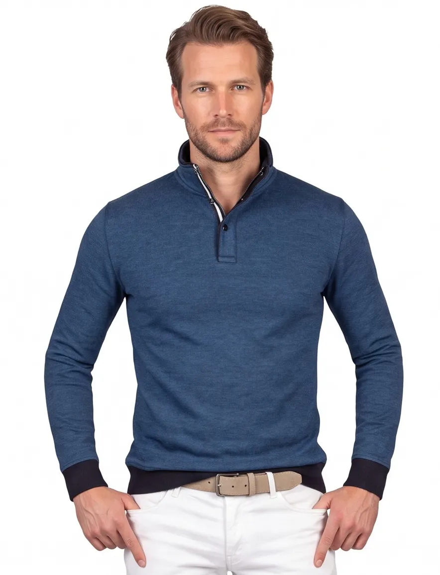 Baileys trui donkerblauw half-zip