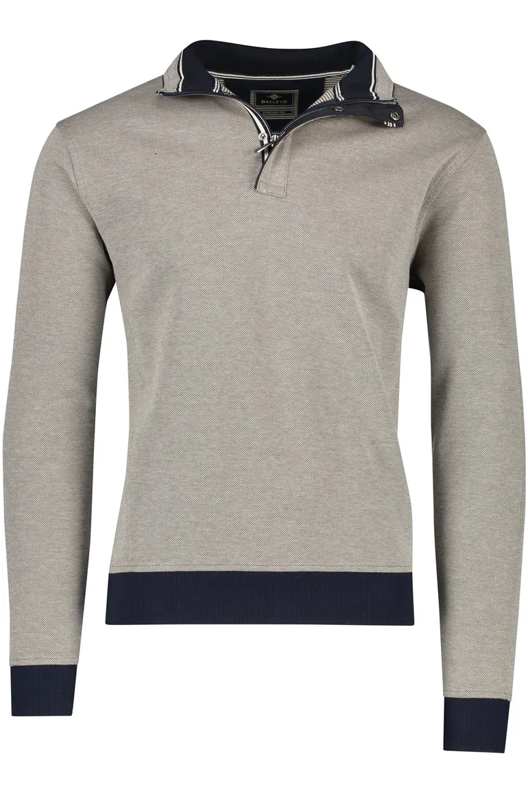 Baileys trui beige en zwart met rits met knopen