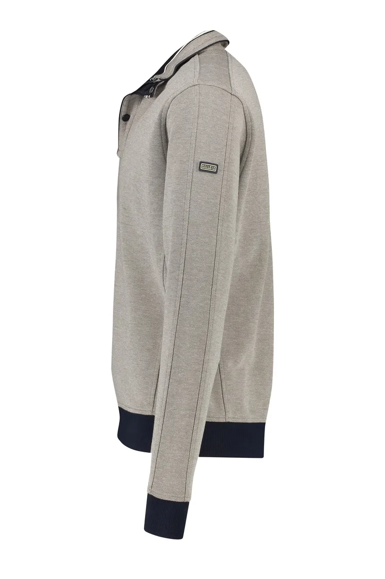 Baileys trui beige en zwart met rits met knopen