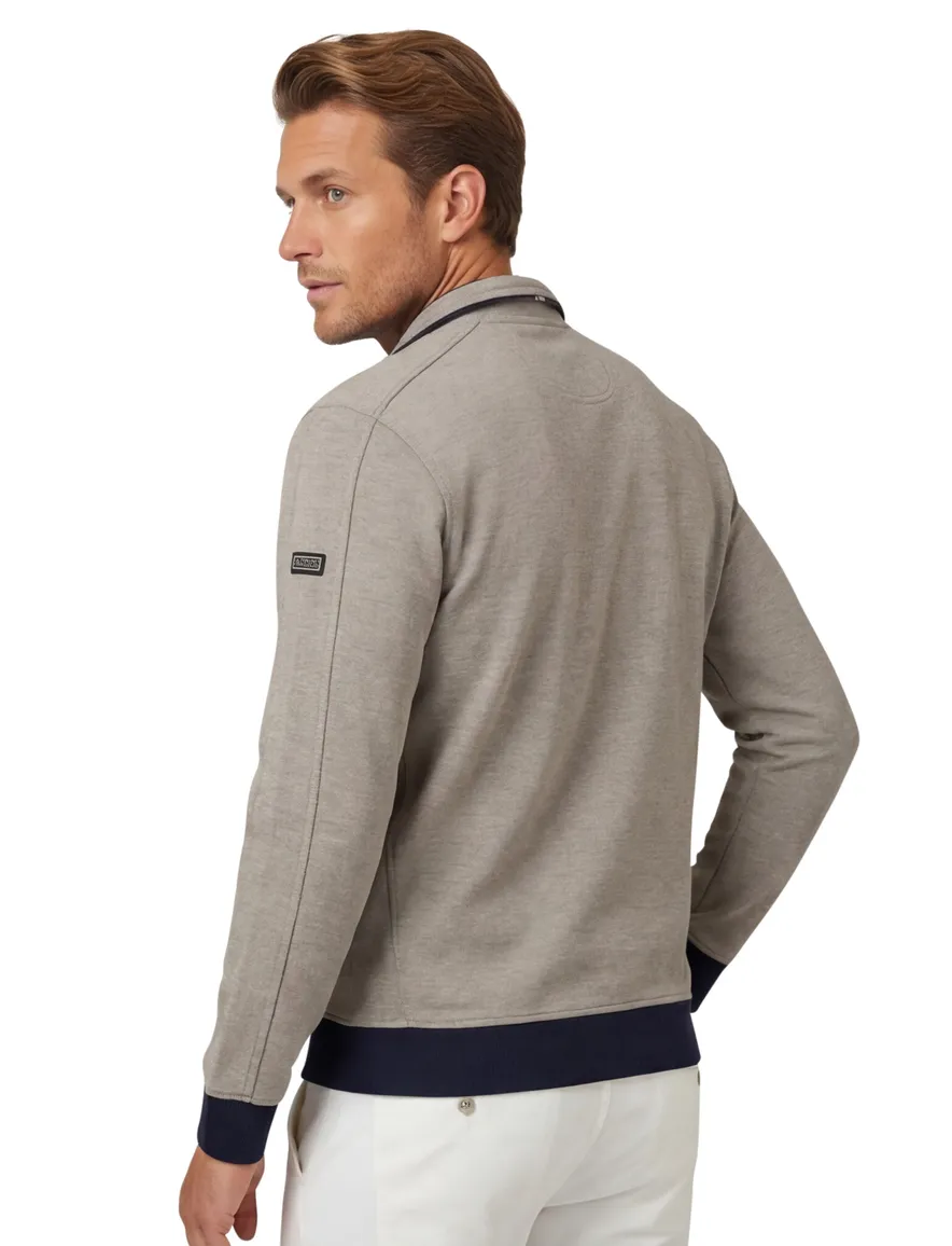 Baileys trui beige en zwart met rits met knopen