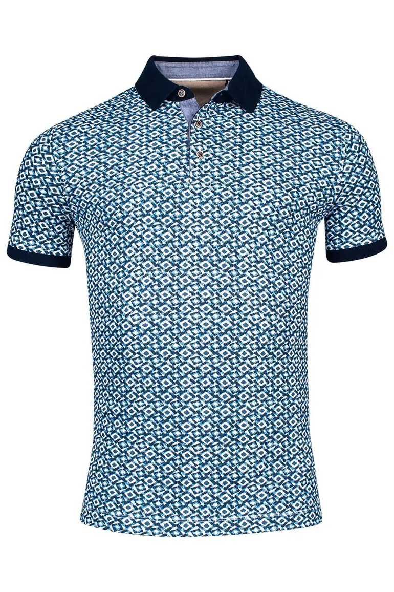 Baileys poloshirt rood geprint piqué met boord