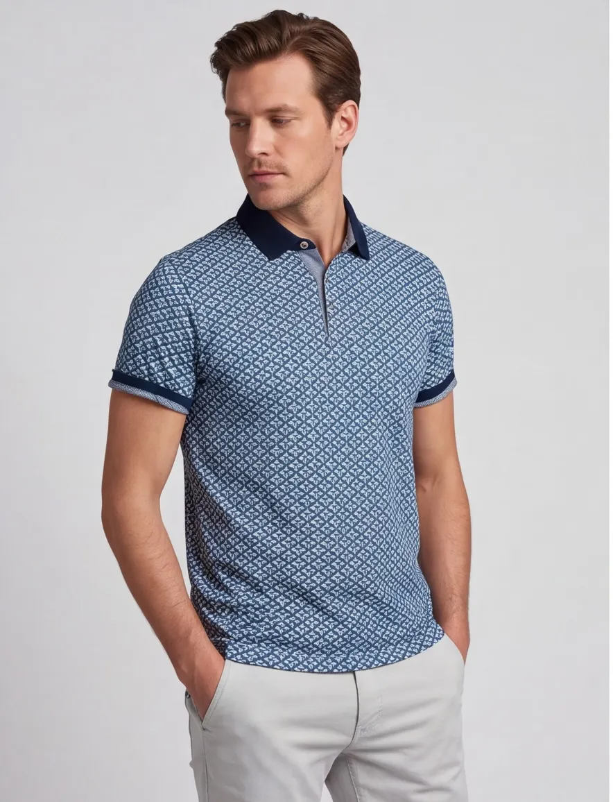 Baileys poloshirt rood geprint piqué met boord