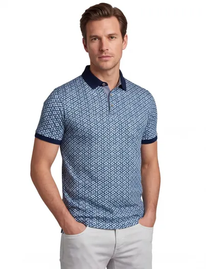 Baileys Baileys poloshirt rood geprint piqué met boord