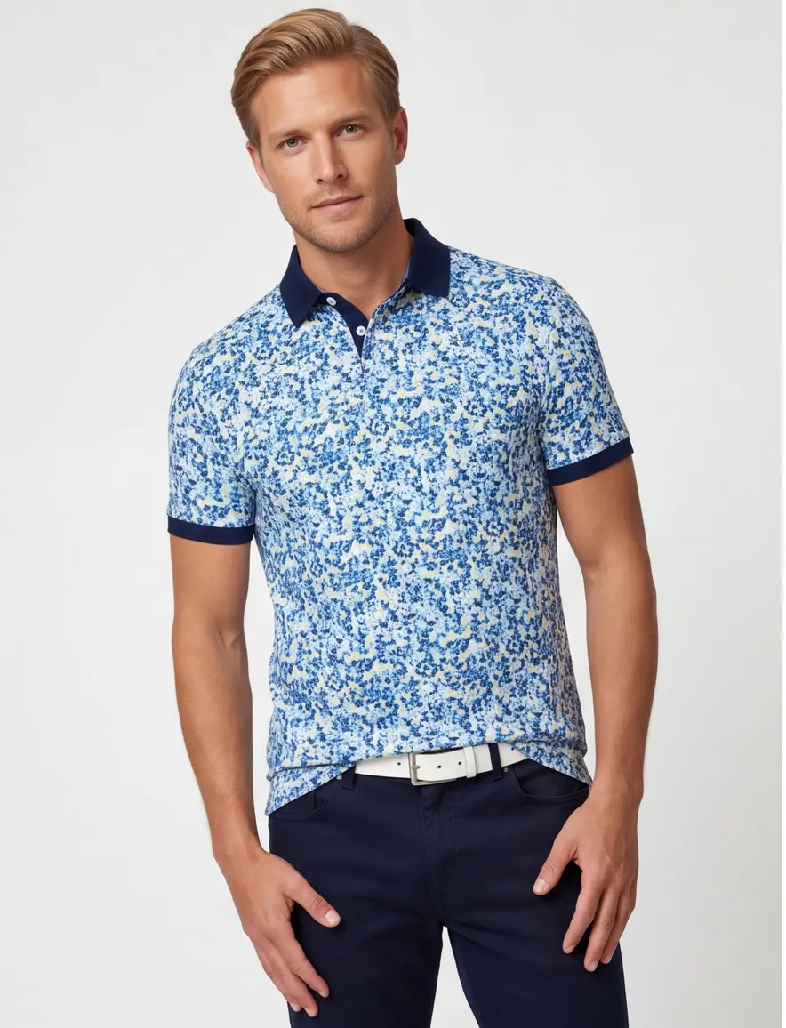 Baileys geprinte polo blauw
