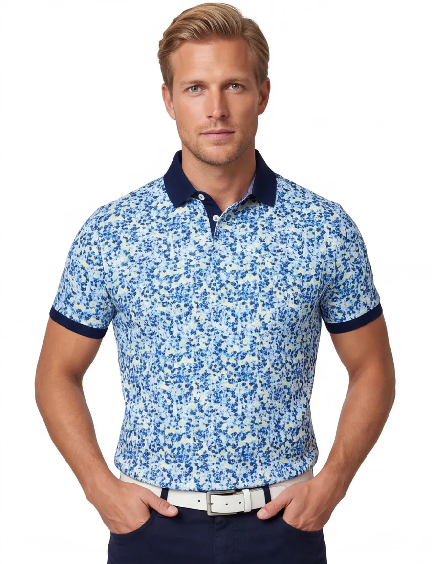 Baileys geprinte polo blauw