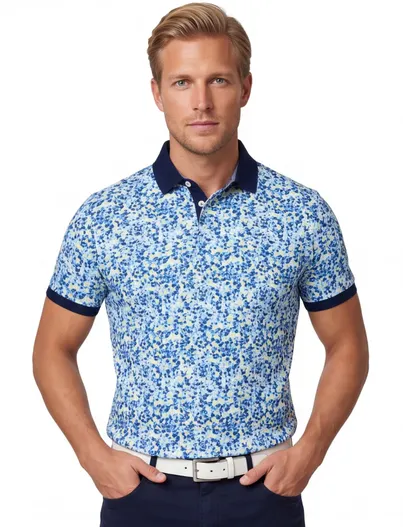 Baileys blauwe Baileys polo geprint katoen