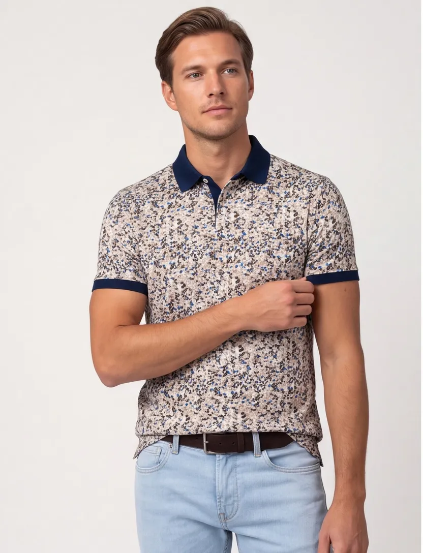 katoenen Baileys polo beige geprint