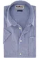 Barbour blauw gemêleerd overhemd regular fit linnen korte mouw