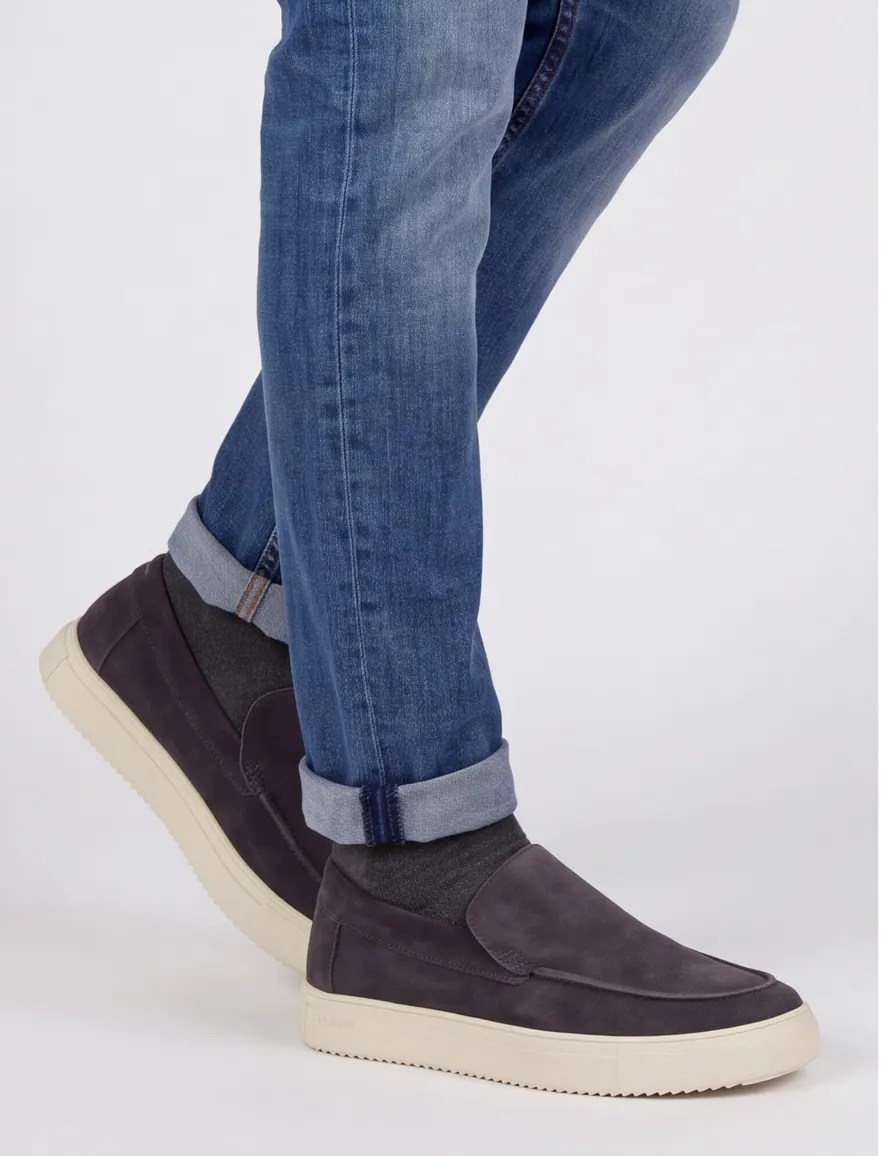 Blackstone loafers blauw effen suede