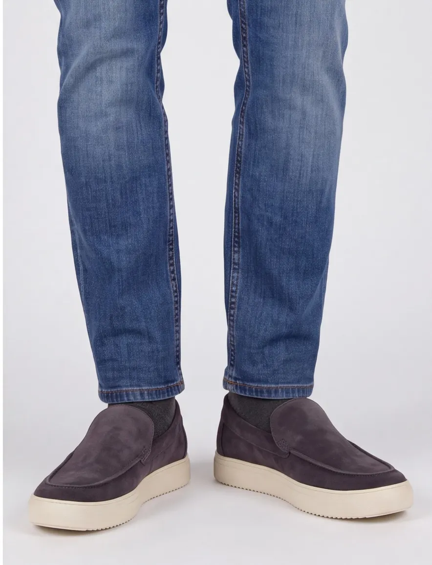 Blackstone loafers blauw effen suede