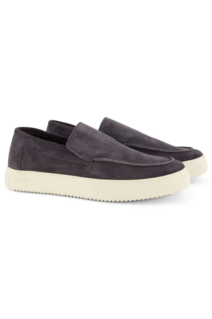 Blackstone loafers blauw effen leer suede
