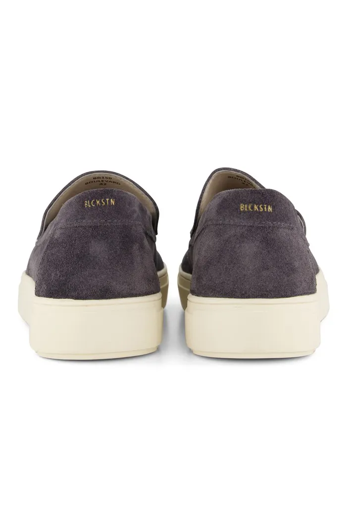 Blackstone loafers blauw effen leer suede