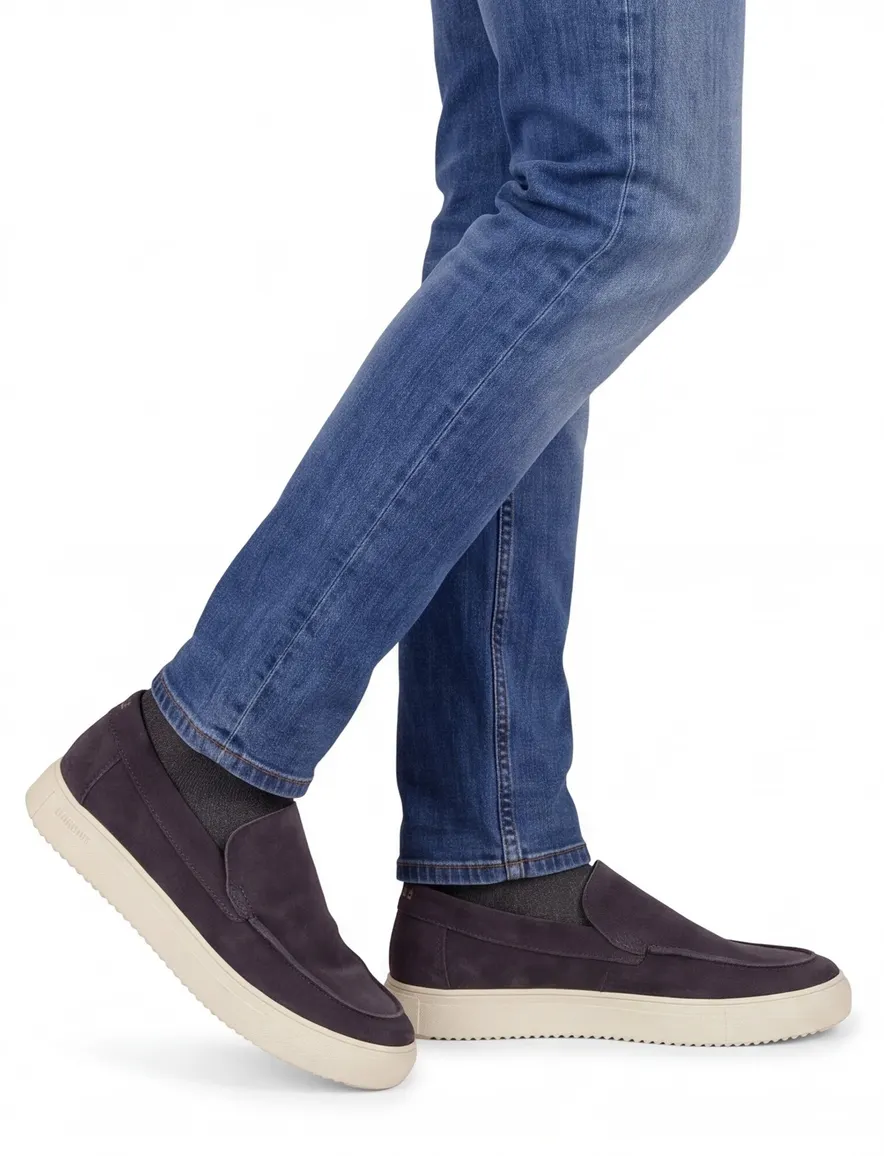 Blackstone loafers blauw effen suede
