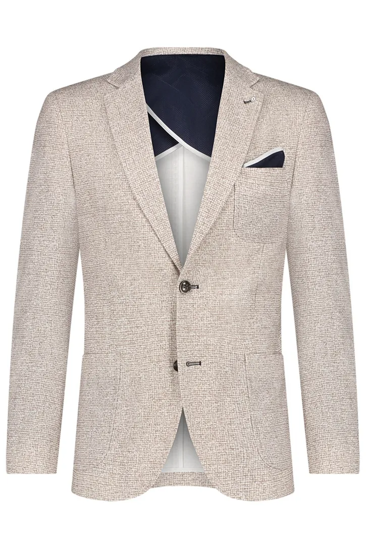 Blue Industry colbert beige wit gemeleerd