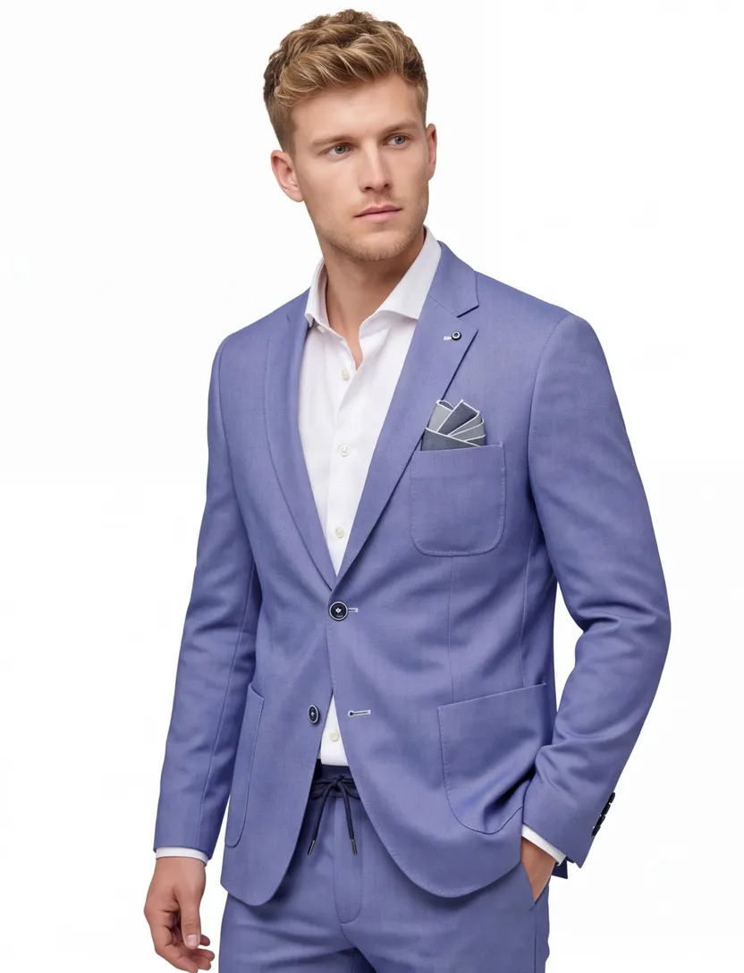 Blue Industry colbert effen blauw katoen