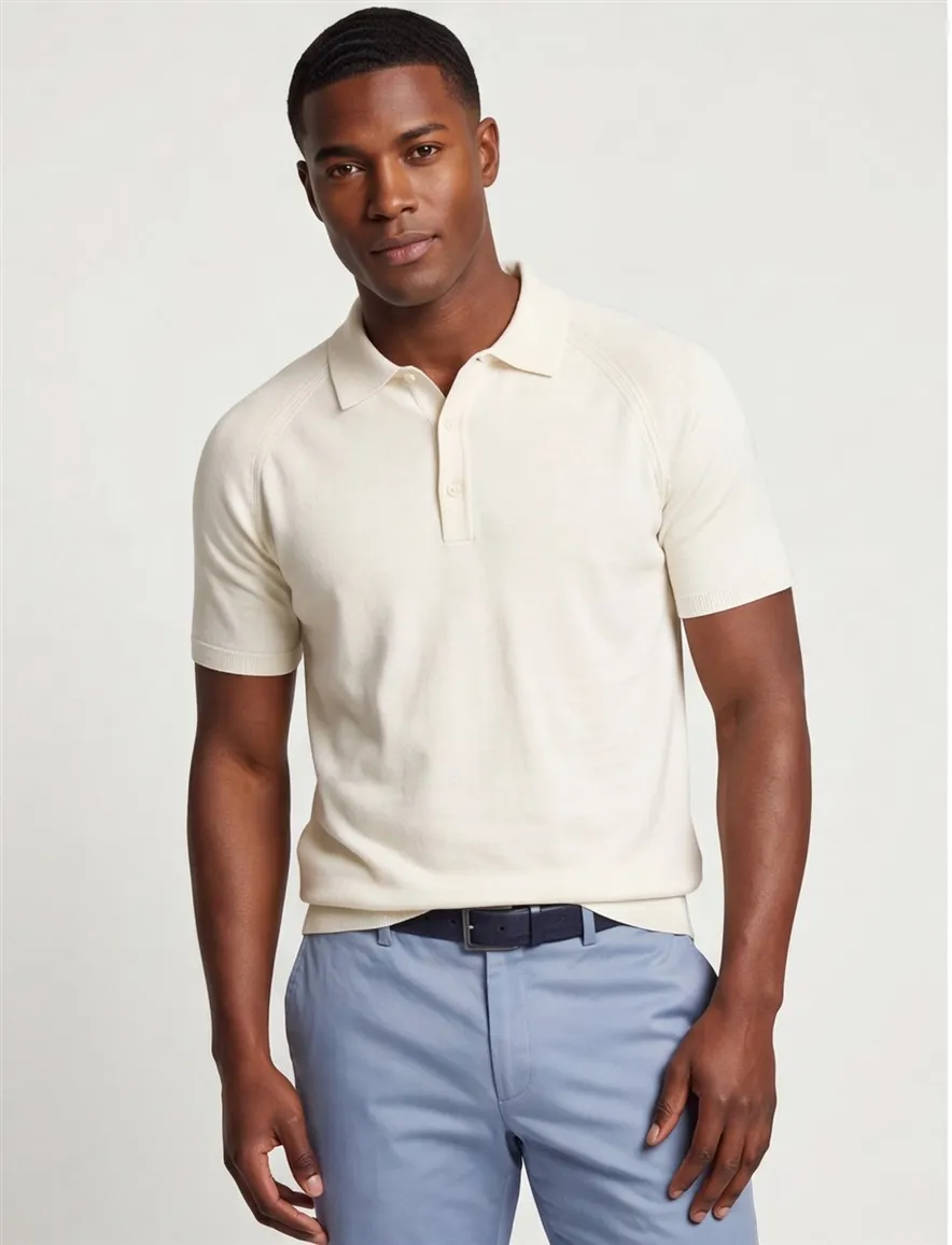 Blue Industry polo off white 3-knoops
