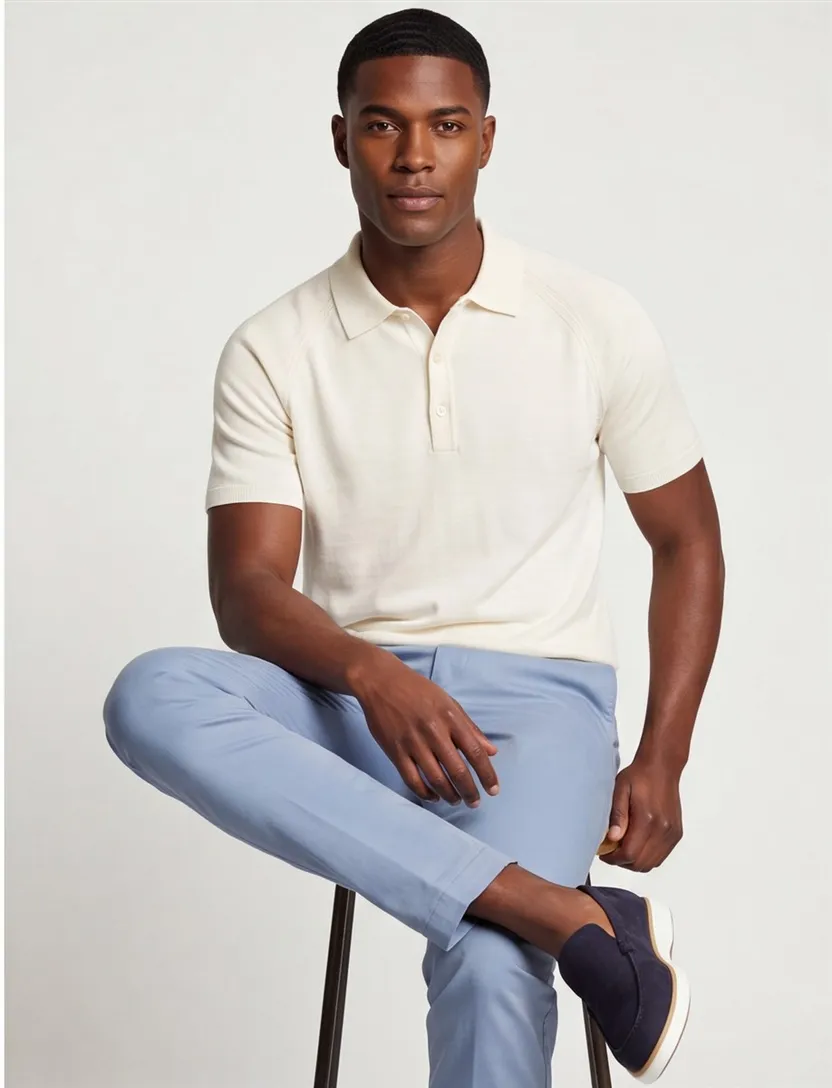 Katoenen Blue Industry polo wijde fit wit