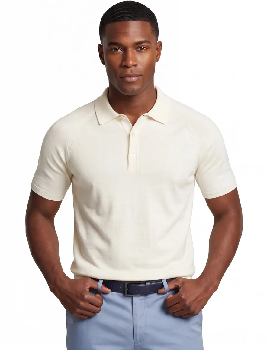 Blue Industry polo off white 3-knoops