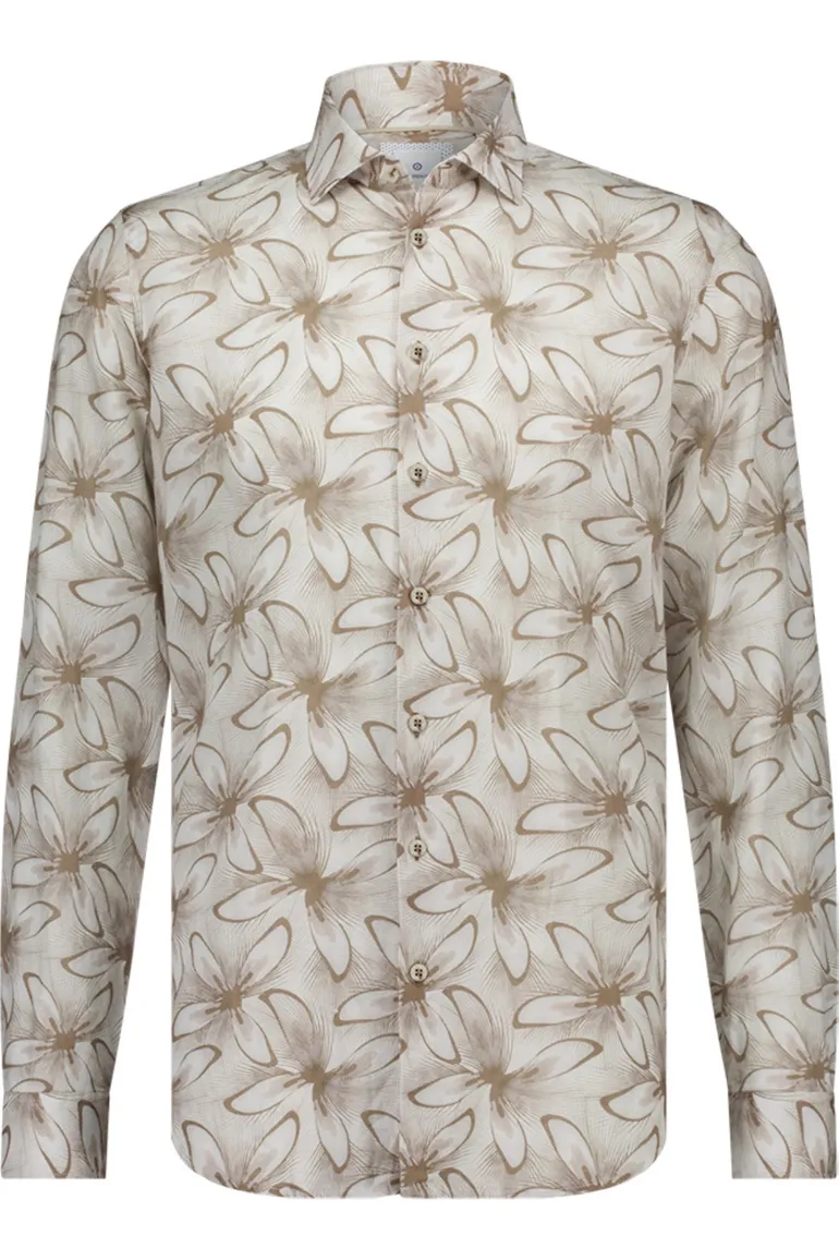 Blue Industry overhemd taupe print